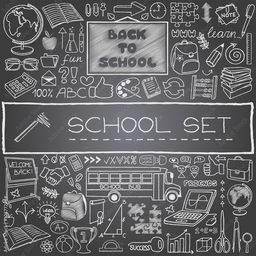 Hand drawn school icons Hand drawn school icons
