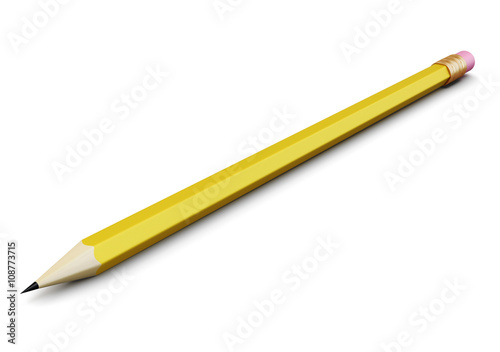 Pencil isolated on white background. 3d render image. 
