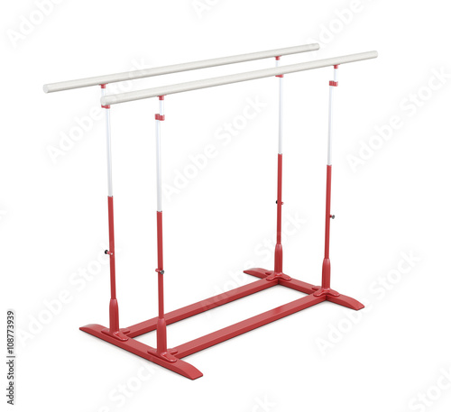 Parallel bars for gymnastics isolated on white background. 3d render image.
