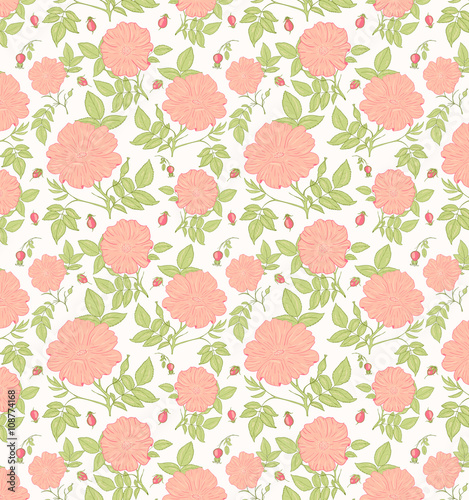 Delicate wild rose pattern for scrapbooking  textiles  various materials.