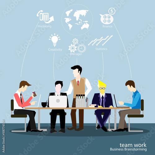 Businessman brainstorm and meeting think the work front view 