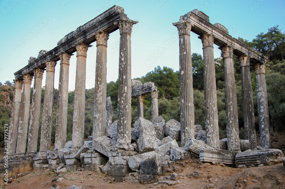 Temple of Zeus ruins in ancient Greek city of Euromus
Selimiye, Mugla province, Turkey