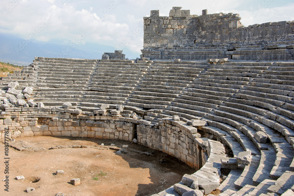 ruins of amphitheater in ancient Greek town of Xanthos
Kinik, Antalya province, Turkey