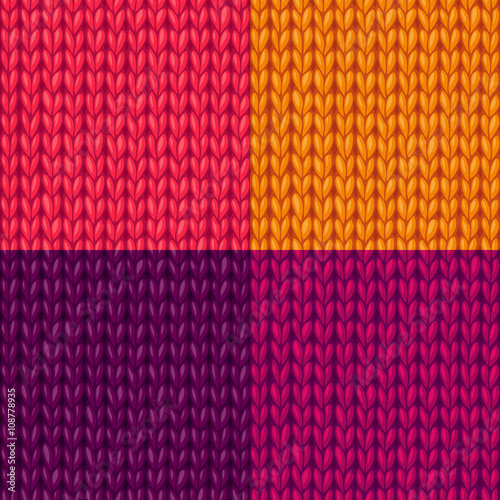 Vector set of colourful stockinette stitch textures.