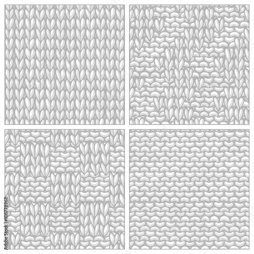 Vector set of various knitting patterns.