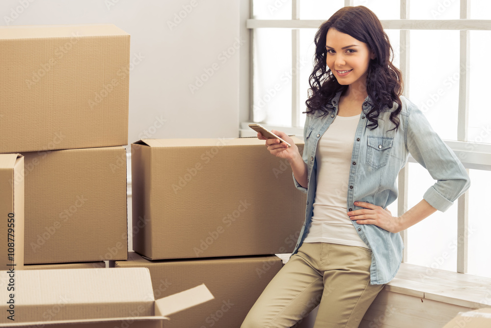 Young woman moving