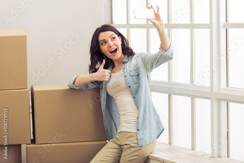 Young woman moving