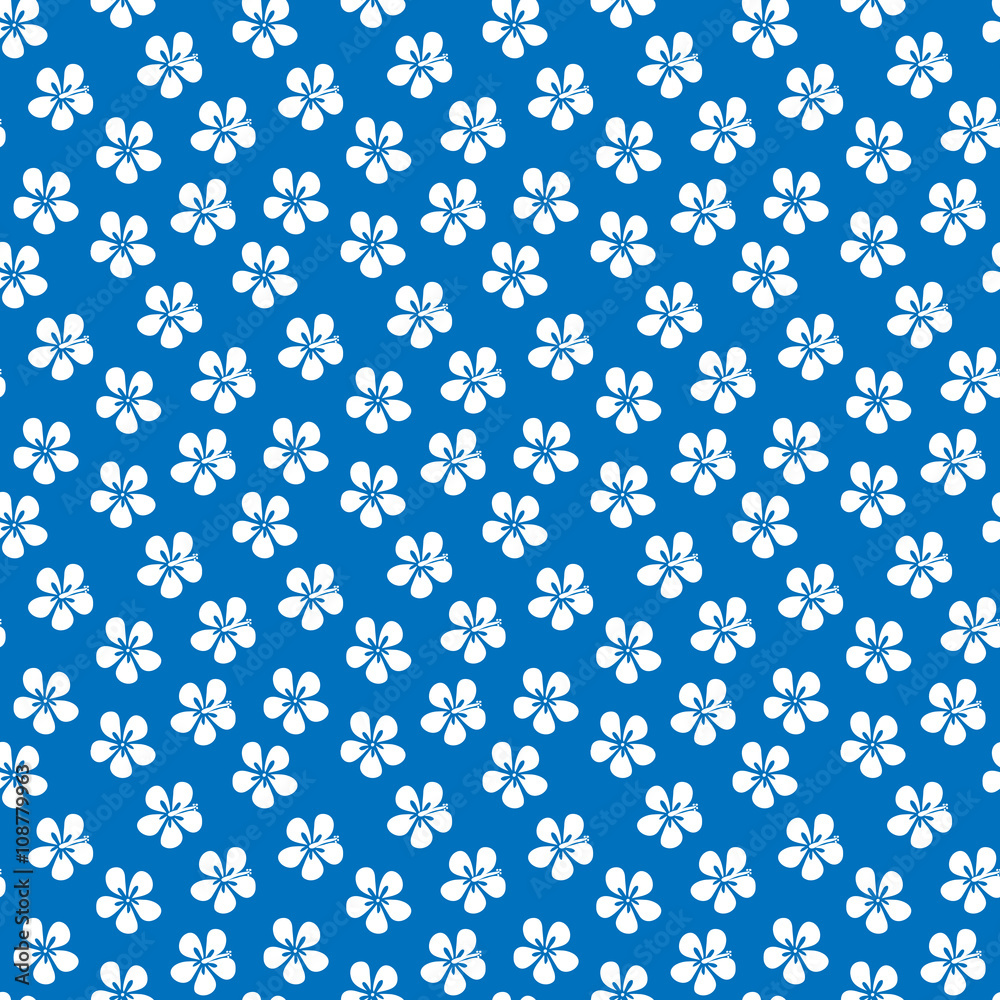 Blue Hawaiian Flowers Background Seamless Pattern Stock Vector | Adobe Stock