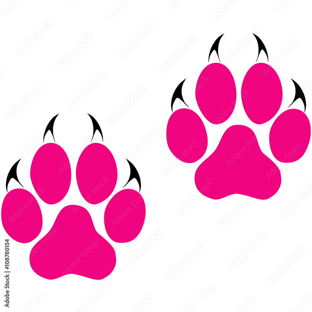 Naklejka premium Footprints of a big cat. Panther or tiger traces. Vector ESP10