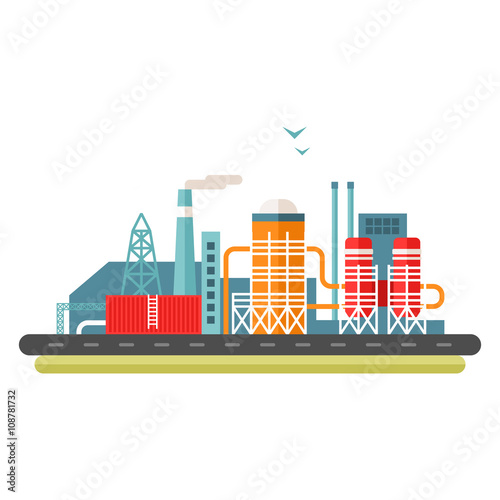 Factory concept illustration. Flat style vector illustration. Industrial landscape
