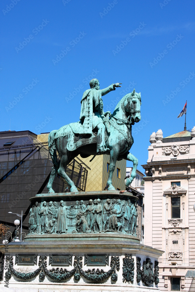 Belgrade, Serbia, The monument of Knez Mihailo, side
