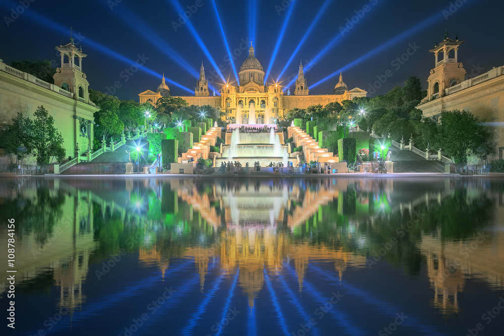 Night view of Magic Fountain in Barcelona