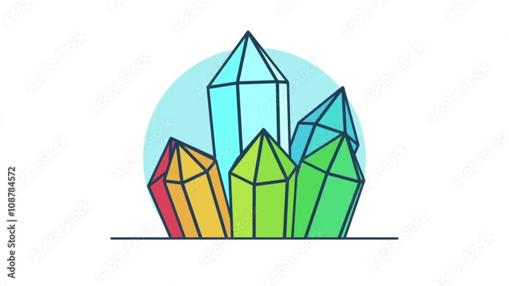 Crystals rotation 360 degrees. Looped animation. Line art style. Stock Video Adobe Stock