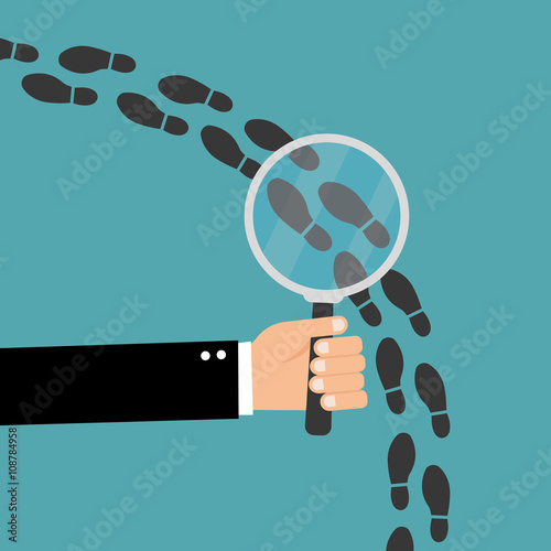 Footsteps flat icon. Detective inspecting