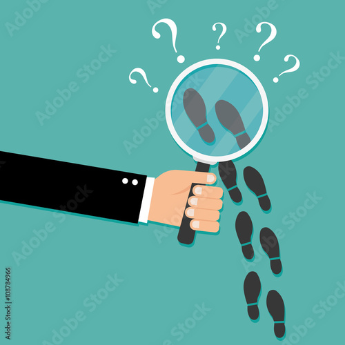 Footsteps flat icon. Detective inspecting