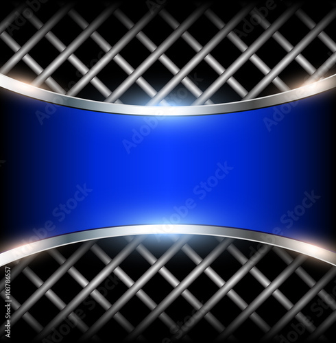 3D background with blue metal banner