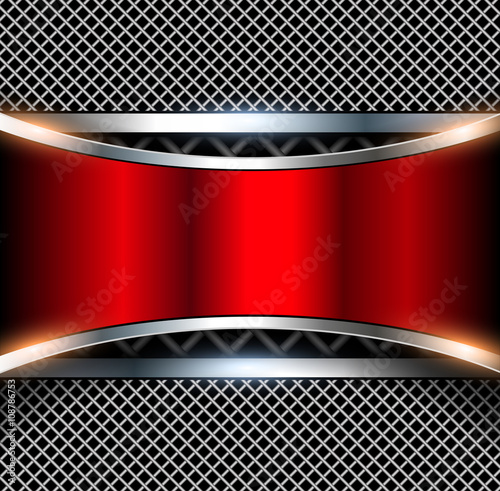 3D background with red metal banner