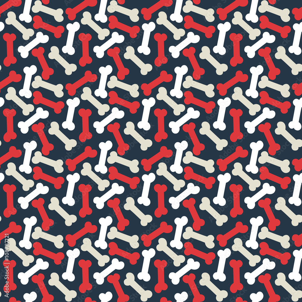 Vector Seamless pattern with cartoon Dog Bone 