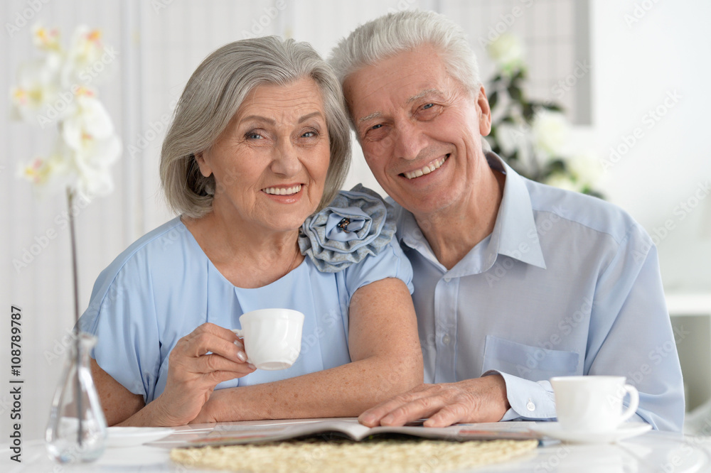 mature couple drinking tea