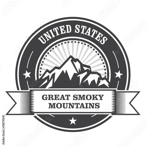Great Smoky Mountains stamp - label with ribbon
