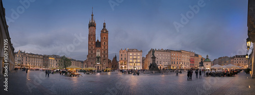 Panorama view of Krakow Market Square from the Cloth Hall