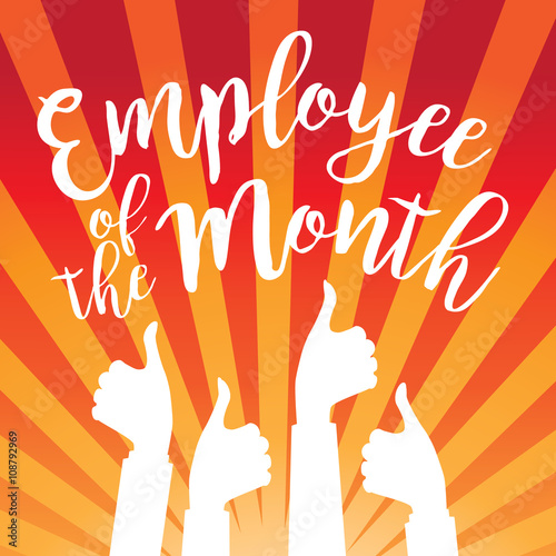 Employee of the month thumbs up poster flat design. EPS 10 vector.