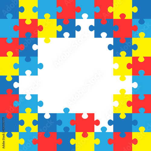 World autism awareness day. Colorful puzzles vector background. Symbol of autism. Medical flat illustration. Health care