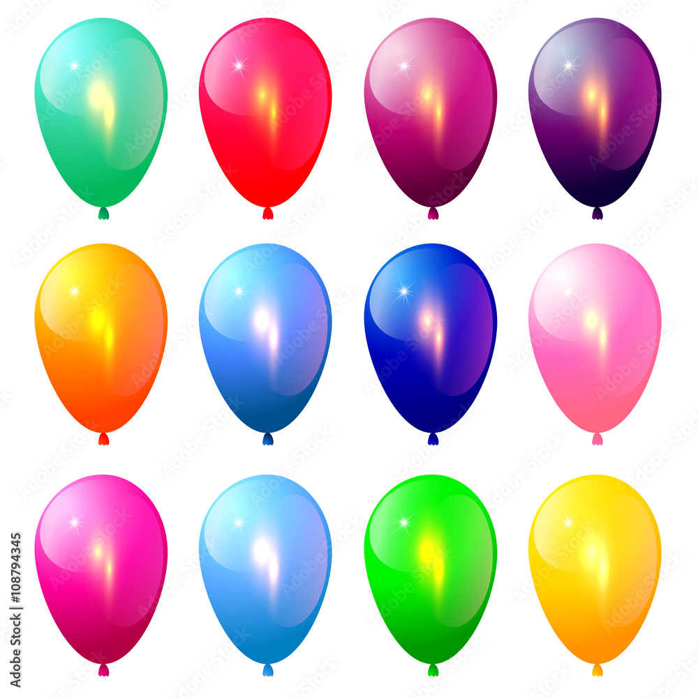 Vector set of colorful balloons on the white background. Celebration design elements
