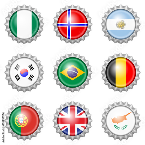 Bottle cap national flags Free Download Bottle cap national flags - GFXLoad