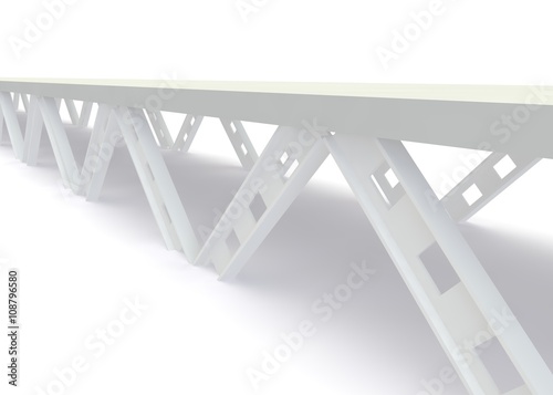 Abstract futuristic white bridge. 3D rendering