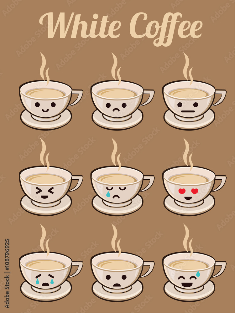 Coffee Pack Vector. Hot Chocolate. Hot Milk. Black Coffee. White Coffee. Espresso. Cappuccino. American Coffee
