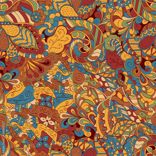Tracery seamless calming pattern. Mehendi design. Neat even colorful harmonious doodle texture. Algae sea motif. Indifferent discreet. Ambitious bracing usable, curved doodling mehndi. Vector.