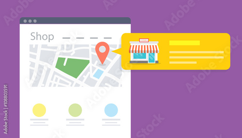 Store locator flat design concept. Vector illustrations photo