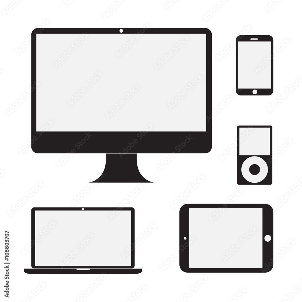 Vector illustration, set of modern electronic devices . Vector illustration, set of modern electronic devices .
