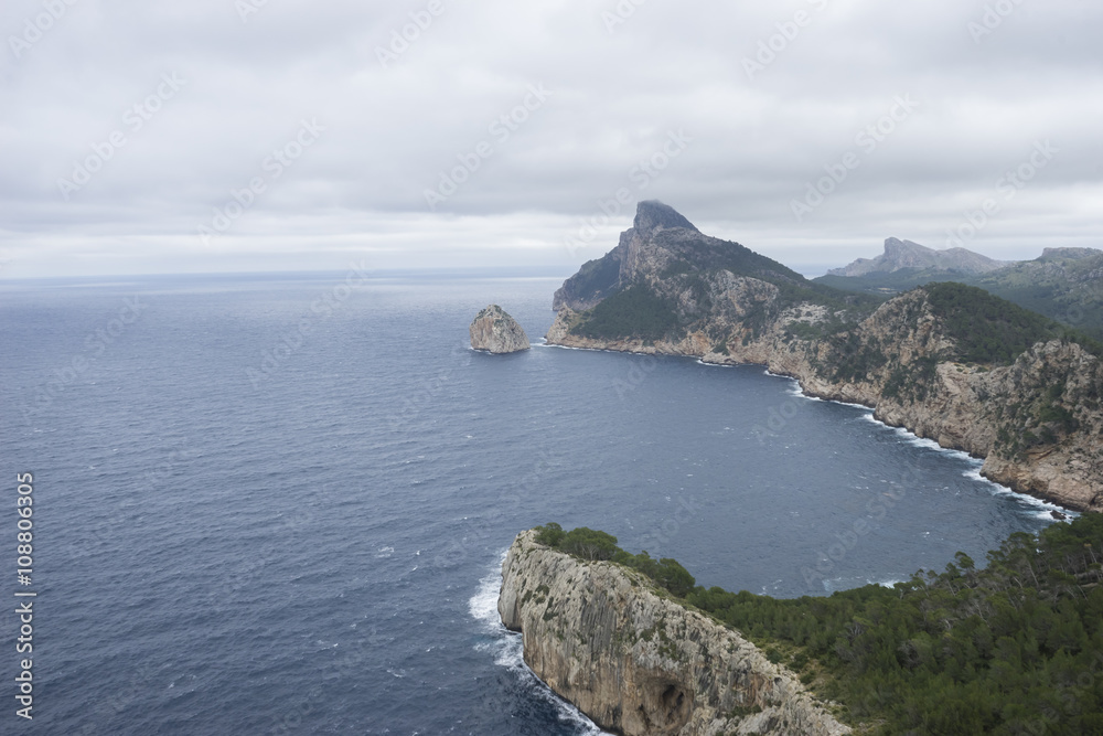 scenic, cliffs in Formentor, region north of the island of Mallo