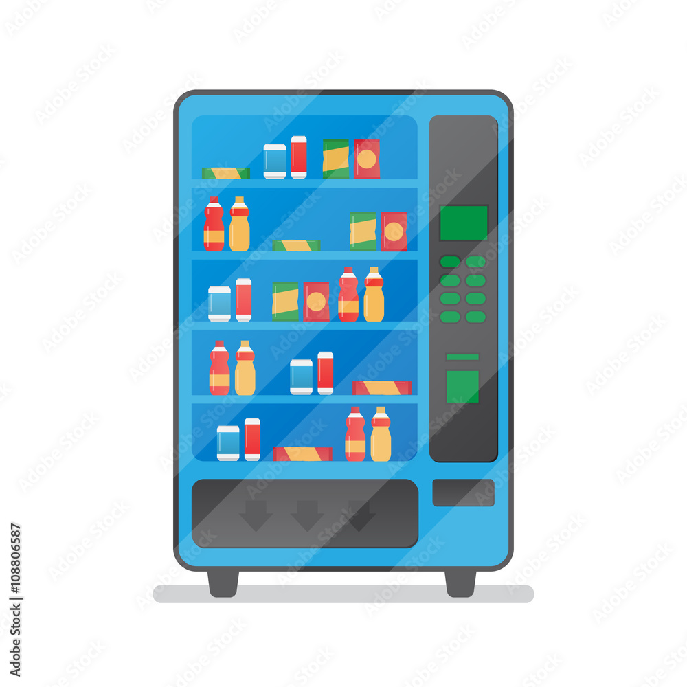 Vending machine with snacks and drinks. Machine automatic, public vending, snack drink Vending machine with snacks and drinks. Machine automatic, public vending, snack drink