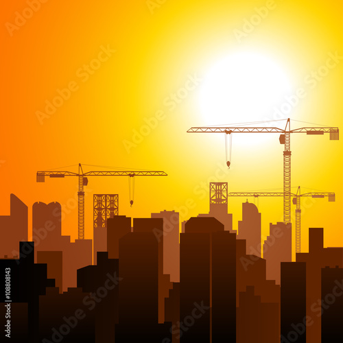 Construction Cranes and Buildings