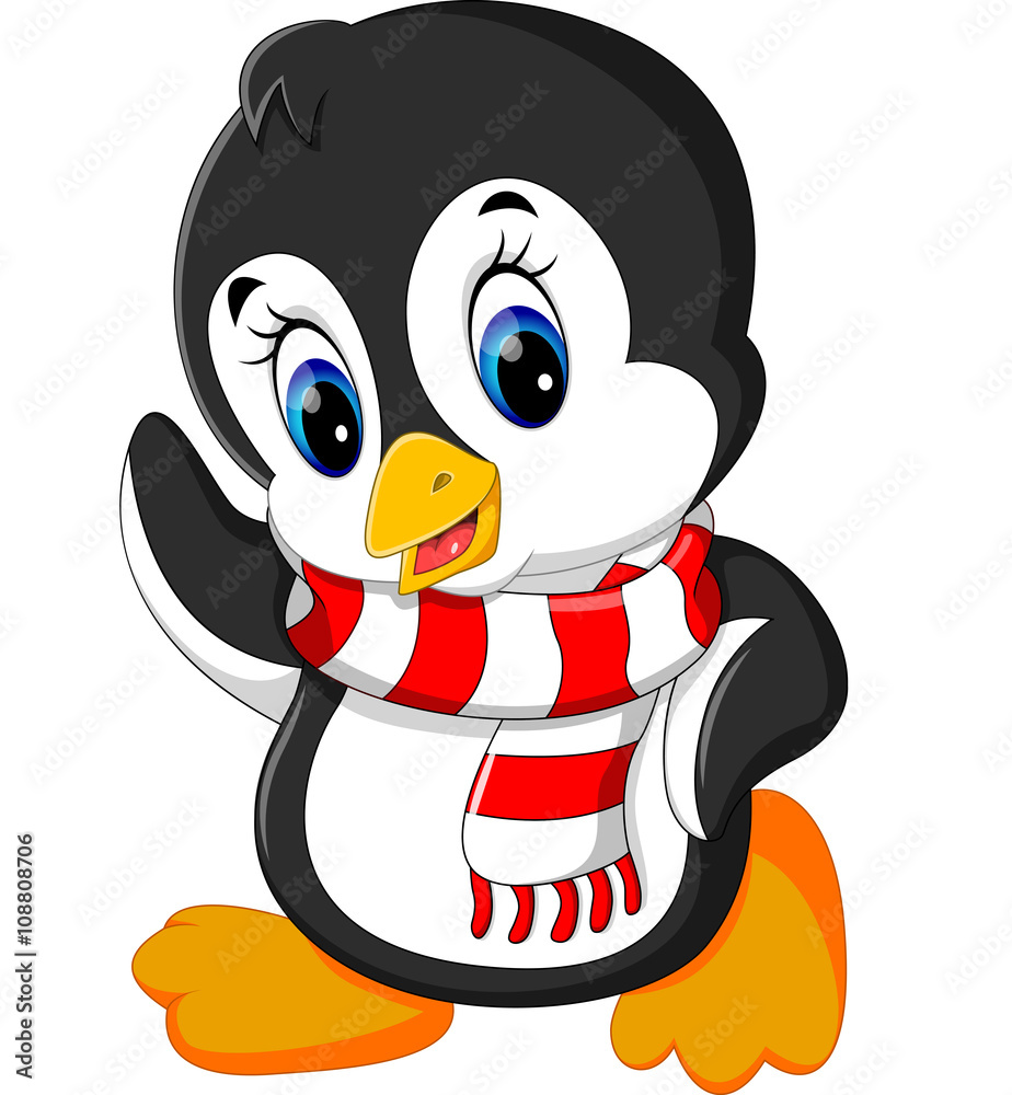 Fototapeta premium illustration of cute penguin cartoon