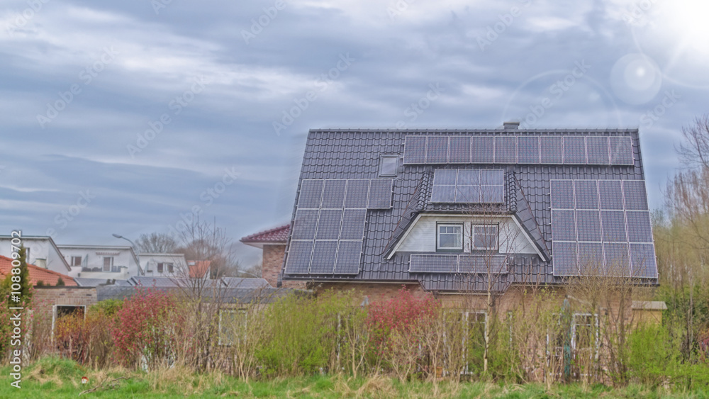 Obraz premium Solar, house, roof, solar energy