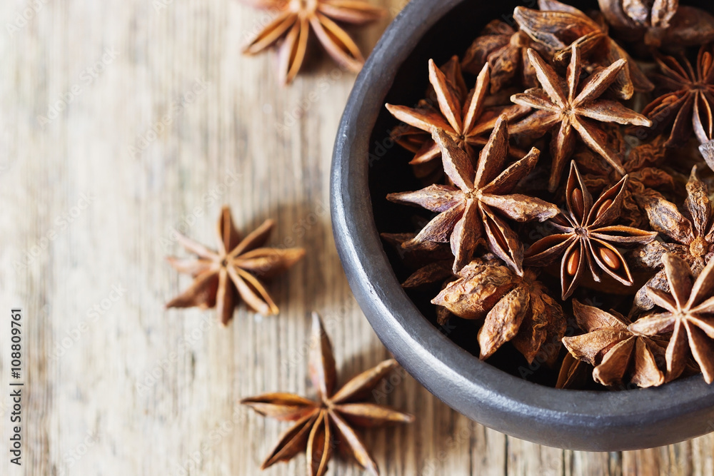 Star anise spice fruits