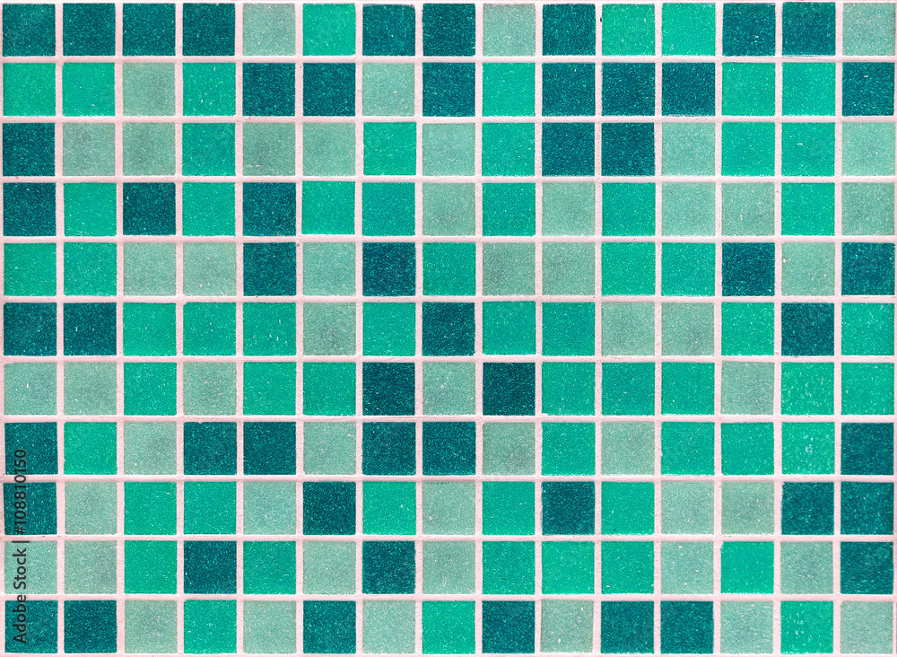 mosaic of small square stone slabs green