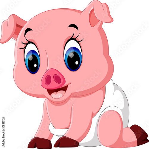 illustration of Cute baby pig cartoon