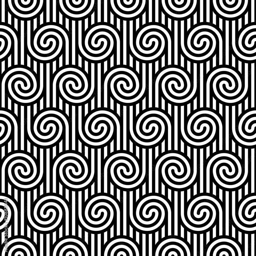 Fototapeta premium Vector seamless texture. Modern geometric background. Abstract swirls on a background of vertical strips.