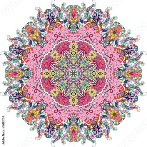 Tracery colorful pattern. Mehendi carpet design. Neat even harmonious calming doodle texture. Also seamless. Indifferent discreet. Ambitious bracing usable, curved doodling mehndi. Vector.