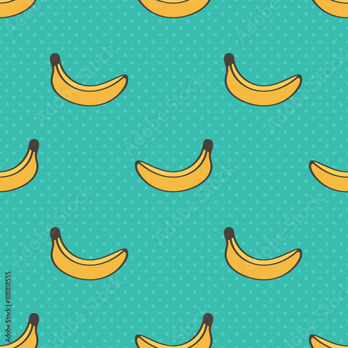 Colorful hand drawn, doodle banana seamless pattern background.