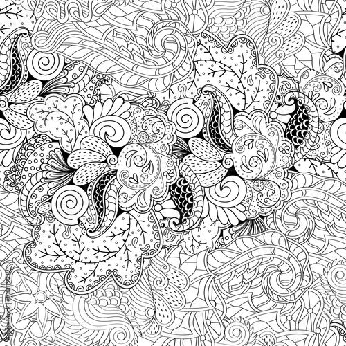 Tracery binary monochrome pattern. Mehendi carpet design. Neat even harmonious calming doodle texture. Also seamless. Indifferent discreet. Ambitious bracing usable, curved doodling mehndi. Vector.