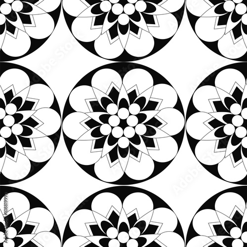 black abstract flowers on a white background. vector pattern