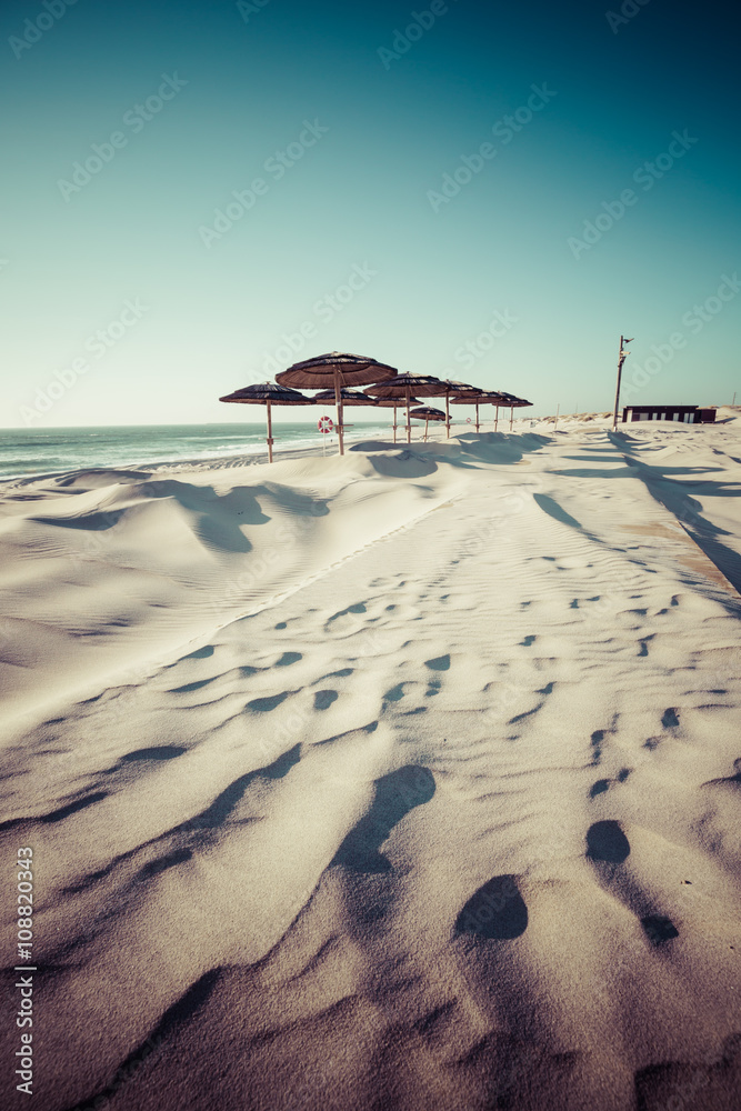 Costa Nova beach in Aveiro, Portugal