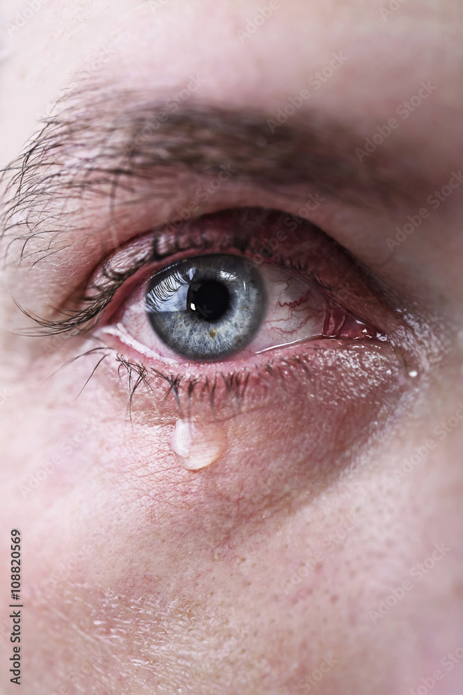 man eye crying