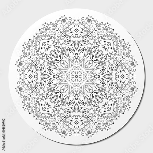Ray edge mandala tracery wheel mehendi  design. Tracery calming ornament. Neat even binary harmonious doodle texture. Indifferent discreet. Ambitious bracing usable doodling mehndi pattern. Vector.